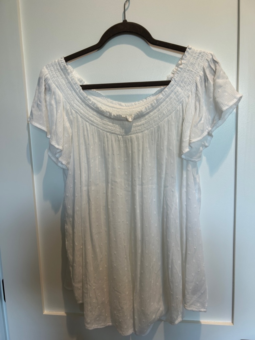 Old Navy White Swiss Dot Off-Shoulder Top
